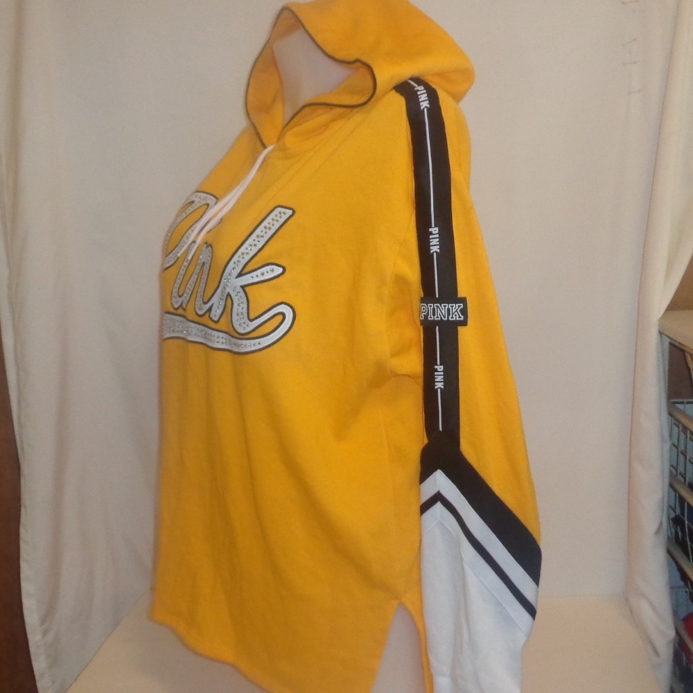 VS Pink L Hoodie Sweatshirt Pullover Bling Tunic - Picture 3 of 5